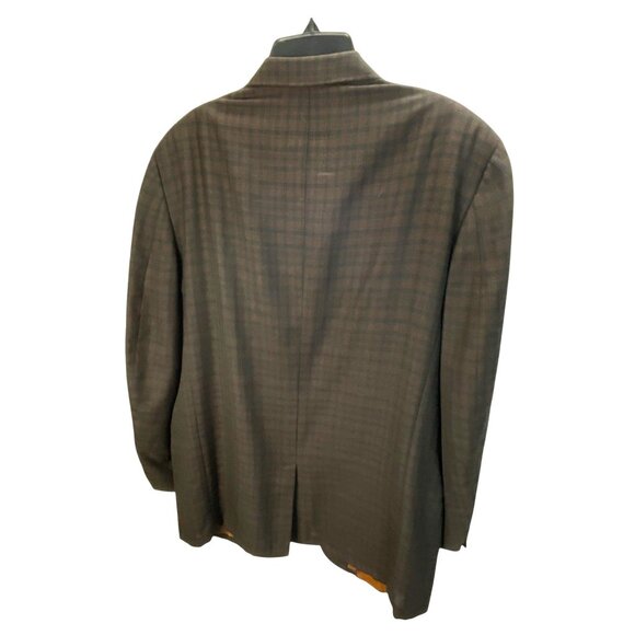Abercrombie & Fitch Mens Plaid Wool Blazer Jacket 3-Button Fully Lined Brown Che - Picture 4 of 8